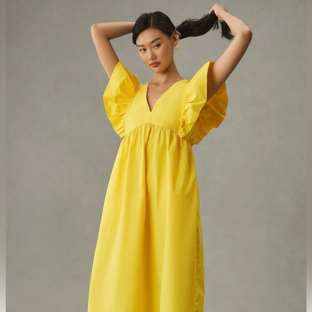 Maeve Flutter-Sleeve Babydoll Dress